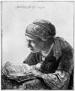 Frau beim Lesen, 1634, 1912 von Rembrandt van Rijn