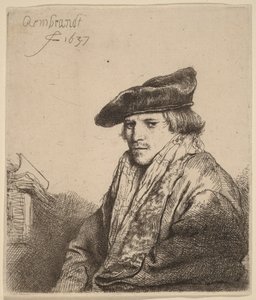 Junger Mann mit Samtkappe (Petrus Sylvius?) von Rembrandt van Rijn