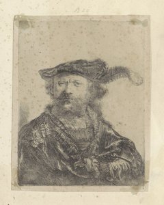 Selbstporträt mit gefiederter Samtbarett von Rembrandt van Rijn