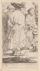 Der Mann mit dem Stock (Fragment aus dem Hundert-Gulden-Blatt) von Rembrandt van Rijn and William Baillie