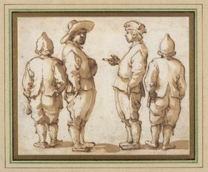 Vier stehende Jugendliche von Remigio Cantagallina