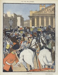 Eine Straße in London. Illustration für Le Rire von René Bull
