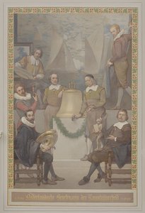 Malerei in der Vorhalle von Georg Sturm der Kunstgewerbe (unter anderem die Herstellung von Uhren) mit der Aufschrift: 16. Jahrhundert Niederländische Kunstgewerbe 17. Jahrhundert von René den Engelsman