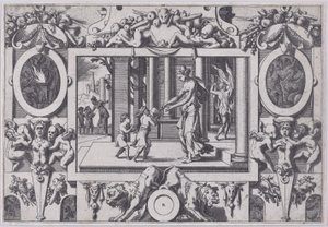 Die Kinder von Medea und Jason geben Kreusa das tödliche Geschenk, 1563 von Rene Boyvin
