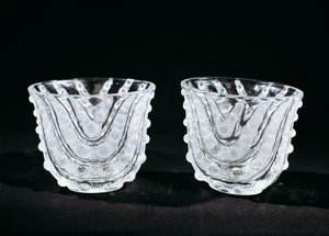 Glasvasen, ca. 1930, von René Lalique, produziert von René Lalique et Cie Alsace Glassworks. Frankreich, 20. Jahrhundert. von Rene Jules Lalique