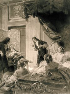 Szene aus dem Stück "Der eingebildete Kranke" von Jean Baptiste Poquelin genannt MOLIERE (1622-1673), spätes 19. - frühes 20. Jahrhundert von Rene Lelong