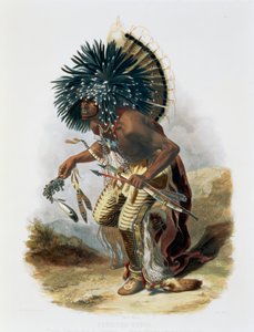 Pehriska-Ruhpa, Minatarre-Krieger im Kostüm des Hundetanzes von Rene Rollet