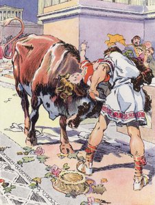 Ein kleines Mädchen aus dem Zeitalter des Perikles (Farblithografie) von Rene Vincent