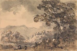 Landschaft mit Schloss in der Ferne