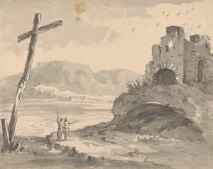 Landschaft mit großem Kreuz