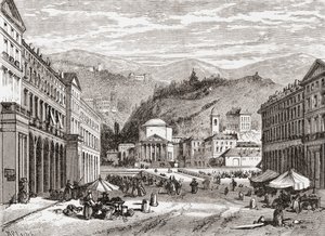 Eine Straße in Turin, Italien im späten 19. Jahrhundert. Aus Italienische Bilder von Rev. Samuel Manning, veröffentlicht um 1890. von Reverend Samuel Manning