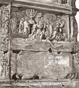 Basrelief des Südpanels "Die Kriegsbeute", das den Triumphzug zeigt, am Titusbogen, Via Sacra, Römisches Forum, Rom, Italien. Aus Italienischen Bildern von Rev. Samuel Manning, veröffentlicht ca. 1890.