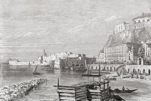 Der Kai von Santa Lucia, Neapel, Italien im späten 19. Jahrhundert. Aus Italienische Bilder von Rev. Samuel Manning, veröffentlicht um 1890. von Reverend Samuel Manning