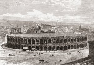 Die Arena von Verona, Piazza Bra, Verona, Italien im späten 19. Jahrhundert. Aus Italienische Bilder von Rev. Samuel Manning, veröffentlicht um 1890.