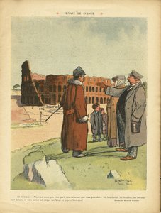 Illustration von Ricardo Flores (1878-1918) in Le Rire, 03/04/09 - Vor dem Kolosseum - Italien, Tourismus Touristen, Kolosseum von Ricardo Flores