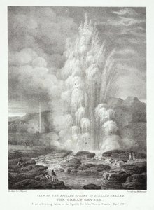 Ansicht der kochenden Quelle in Island, genannt der Große Geysir von John Pardon