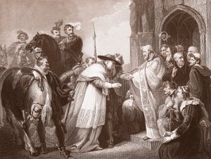 Kardinal Wolsey in der Abtei von Leicester, graviert von R. Walther von Richard (after) Westall