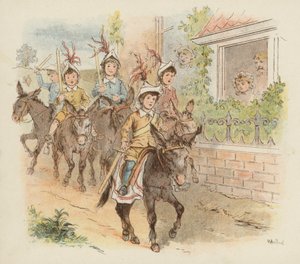 Kinder auf Eseln ziehen in den Krieg von Richard Andre