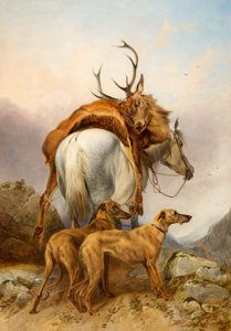 Ein Pony, das ein totes Reh trägt von Richard Ansdell