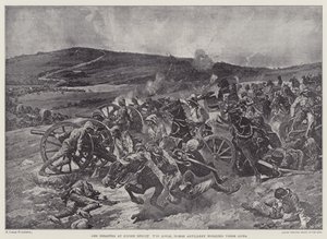 Das Unglück bei Koorn Spruit, die Royal Horse Artillery bedient ihre Kanonen (Lithografie) von Richard Caton II (after) Woodville