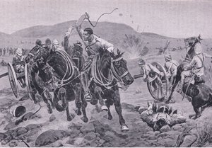 Feldartillerie tritt in Aktion (Lithographie) von Richard Caton II Woodville