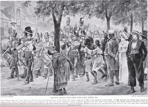 Britische Truppen marschieren in Kapstadt ein, Illustration aus 