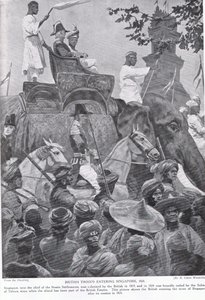 Britische Truppen betreten Singapur, 1824, Illustration aus 