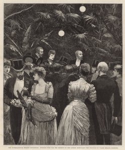 Abendfest zugunsten der Londoner Krankenhäuser - die Prinzessin von Wales verkauft Blumen von Richard Caton Woodville