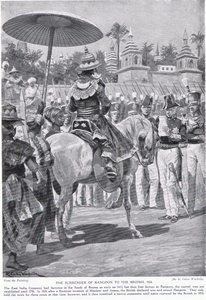 Die Übergabe von Rangun an die Briten, 1824, Illustration aus 