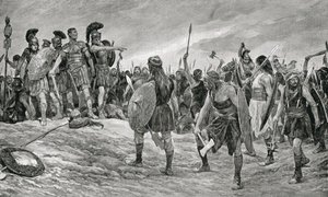 Vespasian von seinem Sohn Titus gerettet, Illustration aus 