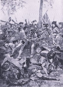 Schlacht von Ramillies, 23. Mai 1706: Der Angriff des irischen Regiments, Illustration aus Britische Schlachten zu Land und zu Wasser, 1915