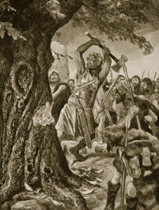 Malachy fällt den Munster Krönungsbaum im Jahr 982, Illustration aus 