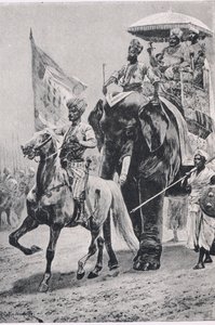 Suraj-ud-Daula bei Plessey, 23. Juni 1757, Illustration aus Britische Schlachten zu Land und zu Wasser, 1915