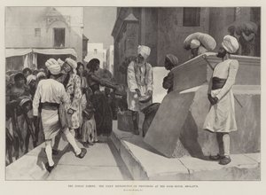 Die indische Hungersnot, die tägliche Verteilung von Lebensmitteln im Armenhaus, Sholapur von Richard Caton Woodville junior