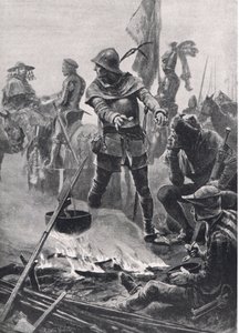 Der Prinz von Wales verabschiedet sich von Kardinal de Talleyrand-Périgord am Morgen der Schlacht von Poitiers, 19. September 1356, Illustration aus Britische Schlachten zu Land und zu Wasser, veröffentlicht von Casse von Richard Caton Woodville junior