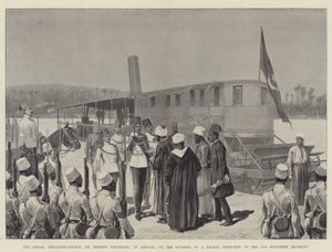 Der Sirdar, Brigadegeneral Sir Herbert Kitchener, in Assuan, bei einer kürzlichen Inspektion des 10. sudanesischen Regiments
