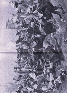 Der Kavalleriekonflikt in der Schlacht von Ramillies, 3. Mai 1706, Illustration aus Britische Schlachten zu Land und zu Wasser, 1915