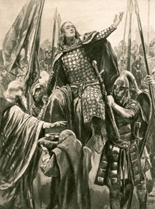 Die Erhebung von Edward dem Älteren bei seiner Krönung in Kingston-on-Thames, Pfingstsonntag, 901 von Richard Caton Woodville junior