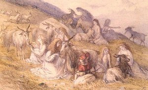 Mädchen kämmen Ziegenbärte von Richard Doyle