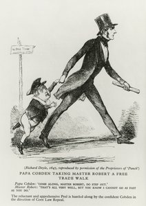Papa Cobden nimmt Meister Robert auf einen Freihandels-Spaziergang, 1845