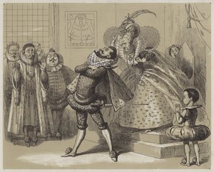 Dramatische Szene zwischen Königin Elisabeth und ihrem Favoriten Essex (Aquatinta) von Richard Doyle