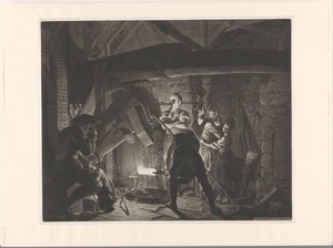 Familie in einer Eisenschmiede