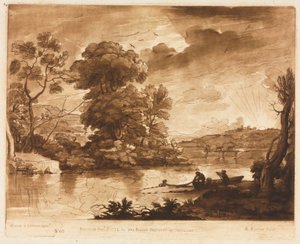 Liber Veritatis: Nr. 68, Eine Landschaft bei Sonnenuntergang mit Fischern, die ein Netz ziehen