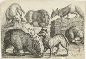 Zwei Bären, zwei Wölfe und zwei Füchse, Tiere nach verschiedenen Künstlern (Serientitel)
