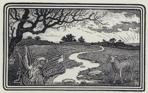 Der Wolf und das Lamm (Gravur)