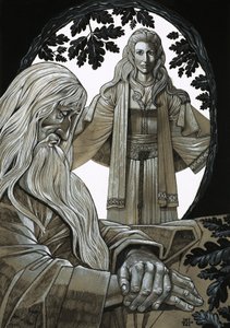 Merlin und Vivian, die Fee Dame vom See