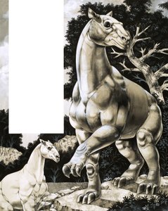 Moropus, eine uralte Pferdeart mit drei riesigen Klauen