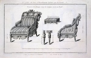 Bergère-Sessel im türkischen Stil, aus Oeuvres diverses de Lalonde, decorateur et dessinateur, veröffentlicht 1780-96 von Richard Lalonde