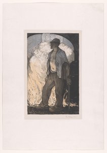 Arbeiter bei einem Feuer von Richard Nicolaüs Roland Holst (signed by artist)