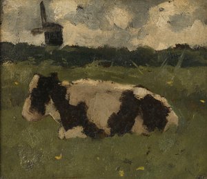 Ruhende Kuh mit einer Mühle von Richard Nicolaüs Roland Holst